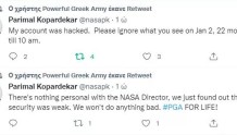 美国宇航局局长社交账户被希腊陆军集团黑客入侵