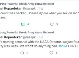 美国宇航局局长社交账户被希腊陆军集团黑客入侵